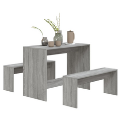 3 Piece Dining Set Grey Sonoma Engineered Wood - Modern Design | Sturdy & Durable | Ample Seating Space