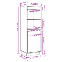 Solid Pinewood Highboard - Contemporary Storage Solution (37x34x110 cm)