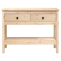 Rustic Solid Wood Pine Console Table - 100x35x75 cm with Drawers and Shelf - Classic Entryway and Living Room Accent