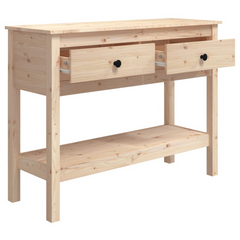 Rustic Solid Wood Pine Console Table - 100x35x75 cm with Drawers and Shelf - Classic Entryway and Living Room Accent