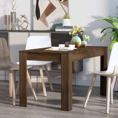 Elegant Brown Oak Dining Table 140x74.5x76 cm - Engineered Wood, Sturdy & Stylish