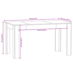 Elegant Brown Oak Dining Table 140x74.5x76 cm - Engineered Wood, Sturdy & Stylish