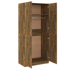 Smoked Oak Wardrobe 90x50x200 cm | Engineered Wood | Spacious & Stylish Storage Solution