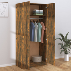 Smoked Oak Wardrobe 90x50x200 cm | Engineered Wood | Spacious & Stylish Storage Solution