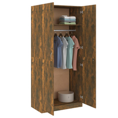 Smoked Oak Wardrobe 90x50x200 cm | Engineered Wood | Spacious & Stylish Storage Solution