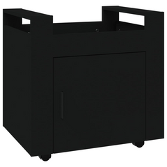 Desk Trolley with Casters - Black 60x45x60 cm Durable Engineered Wood Office Storage