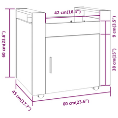 Desk Trolley with Casters - Black 60x45x60 cm Durable Engineered Wood Office Storage