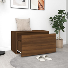 Brown Oak Hall Bench 80x40x45 cm - Engineered Wood, Multi-Functional Storage Bench