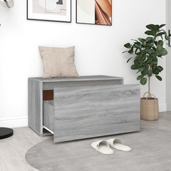 Grey Sonoma Engineered Wood Hall Bench - 80x40x45 cm - Stylish & Functional Entryway Storage Solution