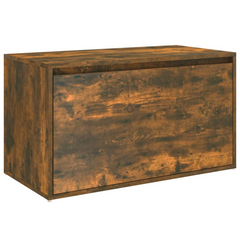 Smoked Oak Hall Bench with Storage - 80x40x45 cm | Stylish Engineered Wood Entryway Bench