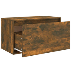 Smoked Oak Hall Bench with Storage - 80x40x45 cm | Stylish Engineered Wood Entryway Bench