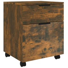 Mobile File Cabinet with Wheels - Smoked Oak Finish, 45x38x54 cm, Engineered Wood, Lockable for Home and Office Storage