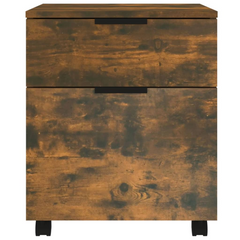 Mobile File Cabinet with Wheels - Smoked Oak Finish, 45x38x54 cm, Engineered Wood, Lockable for Home and Office Storage