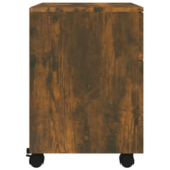 Mobile File Cabinet with Wheels - Smoked Oak Finish, 45x38x54 cm, Engineered Wood, Lockable for Home and Office Storage