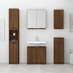 Wall-mounted Bathroom Cabinet in Brown Oak Finish, 32x20x67 cm - Space-Saving and Elegant Storage Solution