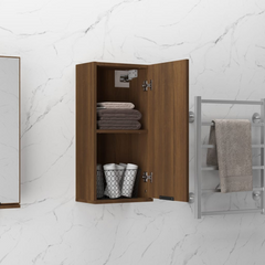 Wall-mounted Bathroom Cabinet in Brown Oak Finish, 32x20x67 cm - Space-Saving and Elegant Storage Solution