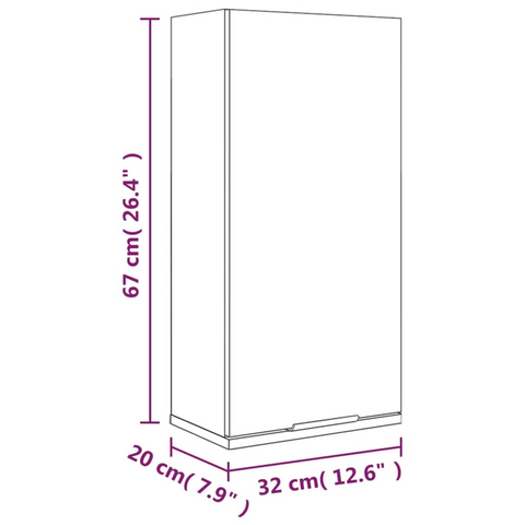 Wall-mounted Bathroom Cabinet Grey Sonoma 32x20x67 cm - Space-Saving, Stylish & Durable Storage Solution for Bathrooms