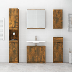 Wall-Mounted Bathroom Cabinet in Smoked Oak, 32x20x67 cm - Stylish & Space-Saving Storage Solution