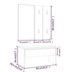 Hallway Furniture Set Grey Sonoma Engineered Wood - Modern & Functional Entryway Solution