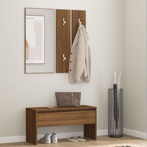 Hallway Furniture Set - Brown Oak Engineered Wood | Stylish & Functional Entryway Solution