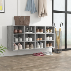 Shoe Cabinets Set of 2 - Stylish Grey Sonoma, 12 Compartments, Space-Saving Wall Mountable Design, 52.5x30x50 cm