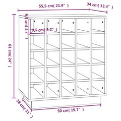 Wine Cabinet in Honey Brown - Solid Pine Wood, 55.5x34x61 cm, Holds 25 Bottles