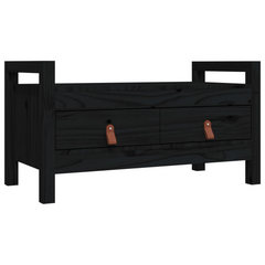 Hall Bench in Black - 80x40x43 cm Solid Pine Wood with Storage Drawers