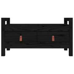 Hall Bench in Black - 80x40x43 cm Solid Pine Wood with Storage Drawers