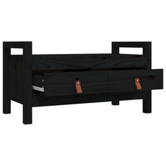 Hall Bench in Black - 80x40x43 cm Solid Pine Wood with Storage Drawers