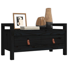 Hall Bench in Black - 80x40x43 cm Solid Pine Wood with Storage Drawers