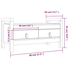 Hall Bench in Black - 80x40x43 cm Solid Pine Wood with Storage Drawers