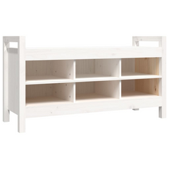 Solid Wood Pine Hall Shoe Bench in White - 110x40x60 cm | Stylish & Functional Entryway Storage