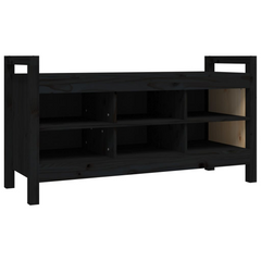 Solid Wood Pine Hall Bench in Black - 110x40x60 cm with Ample Storage