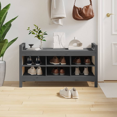 Hall Bench Grey - Stylish Solid Pine Wood, 110x40x60 cm with Ample Storage