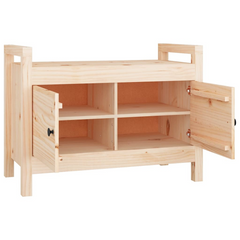 Rustic Solid Pine Wood Hall Bench with Storage - 80x40x60 cm - Entryway Organizer with Doors & Compartments