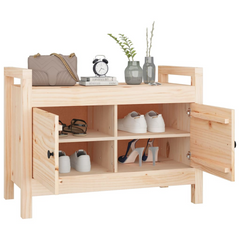 Rustic Solid Pine Wood Hall Bench with Storage - 80x40x60 cm - Entryway Organizer with Doors & Compartments