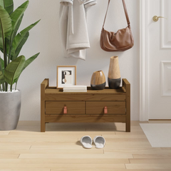 Hall Bench in Honey Brown - Stylish & Practical Solid Wood Pine, 80x40x43 cm