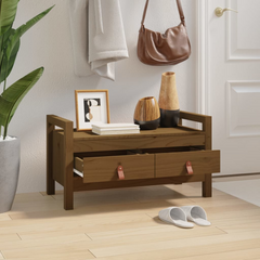 Hall Bench in Honey Brown - Stylish & Practical Solid Wood Pine, 80x40x43 cm