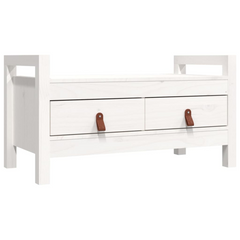 Solid Wood Pine Hall Bench in White - 80x40x43 cm | Elegant Entryway Storage with 2 Drawers