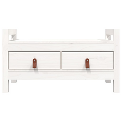 Solid Wood Pine Hall Bench in White - 80x40x43 cm | Elegant Entryway Storage with 2 Drawers