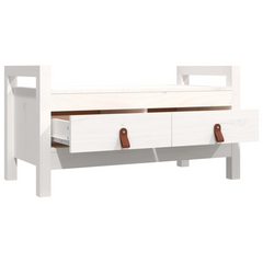 Solid Wood Pine Hall Bench in White - 80x40x43 cm | Elegant Entryway Storage with 2 Drawers