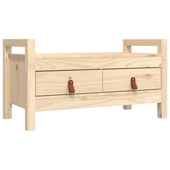 Solid Pine Wood Hall Bench with Storage - 80x40x43 cm