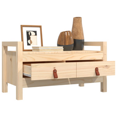 Solid Pine Wood Hall Bench with Storage - 80x40x43 cm