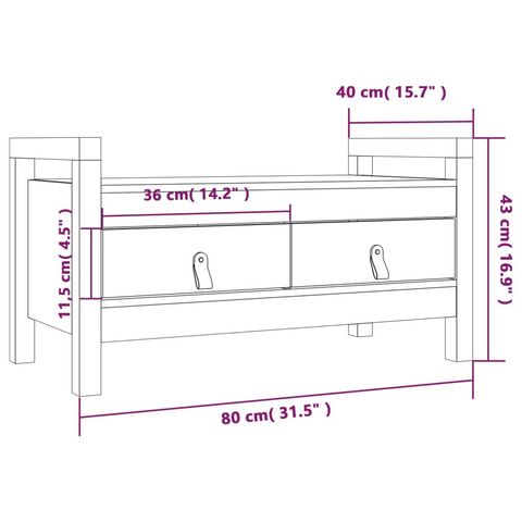 Solid Pine Wood Hall Bench with Storage - 80x40x43 cm