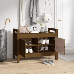 Honey Brown Hall Bench - 80x40x60 cm | Solid Pine Wood | Stylish & Functional Storage Solution