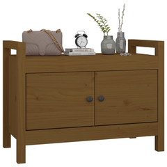 Honey Brown Hall Bench - 80x40x60 cm | Solid Pine Wood | Stylish & Functional Storage Solution