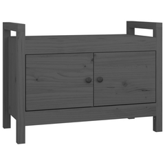 Grey Hall Bench 80x40x60 cm | Solid Pine Wood Storage Seat for Entryway