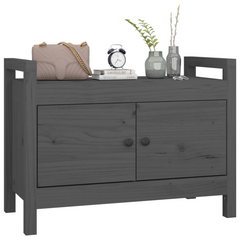 Grey Hall Bench 80x40x60 cm | Solid Pine Wood Storage Seat for Entryway