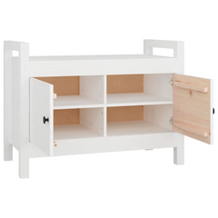 Hall Bench - White 80x40x60 cm, Solid Pine Wood, Multi-Functional Entryway Storage