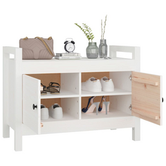 Hall Bench - White 80x40x60 cm, Solid Pine Wood, Multi-Functional Entryway Storage